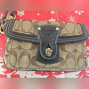 Coach Brown and Black Monogram Clutch